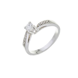 Δαχτυλίδι Μονόπετρο με Διαμάντι 0,30 Ct , F , VS1 + 0,08 Ct (πλαϊνές πέτρες)